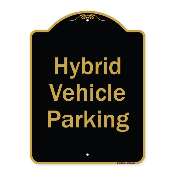 Designer Series-Hybrid Vehicle Parking Black & Gold Heavy-Gauge Aluminum, 24" x 18", BG-1824-9835